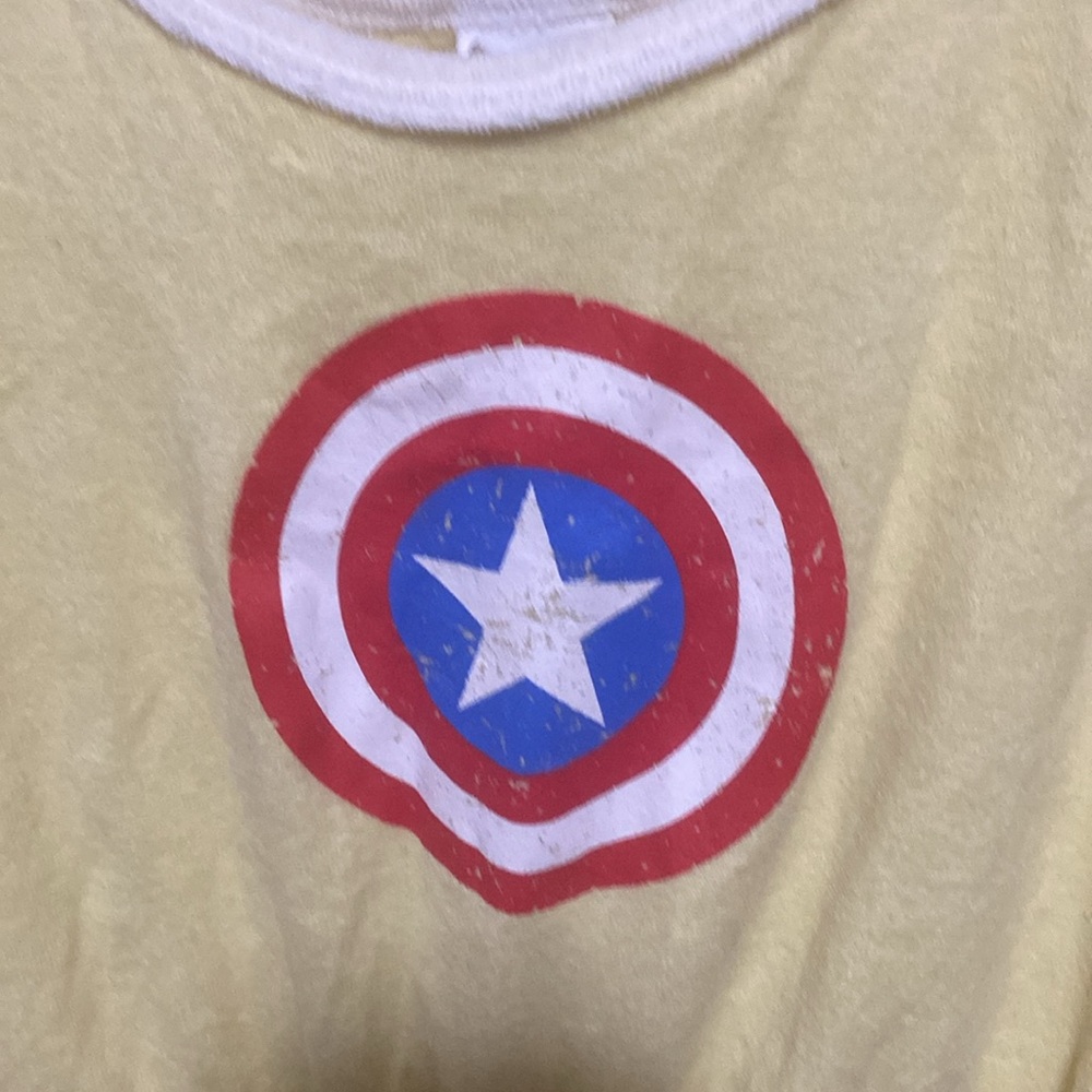 EUC Marvel Captain America Graphic Sleeveless Soft Yellow Terry Romper XXL - Picture 2 of 4